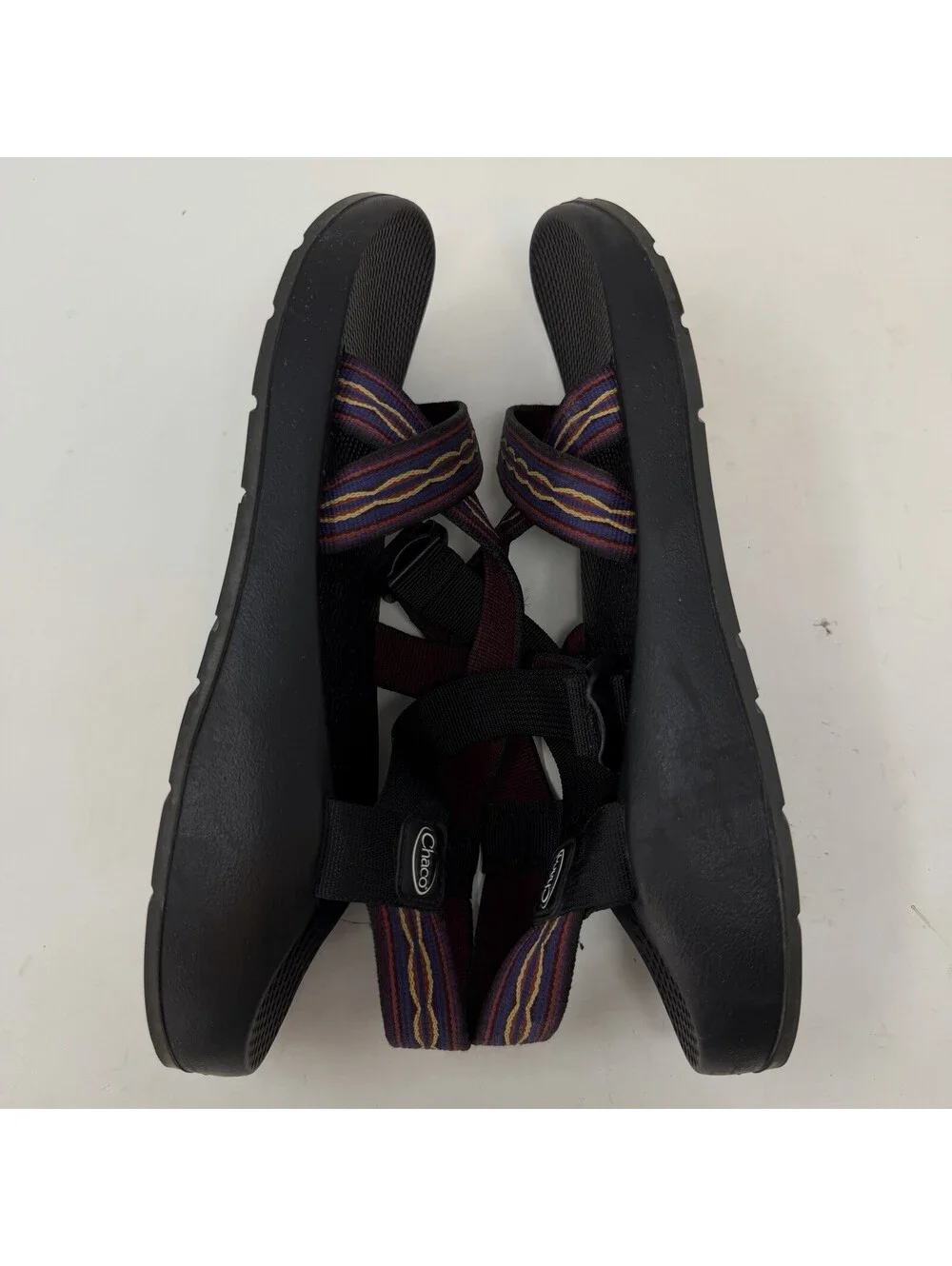 Chaco Z1 Classic Mens 11 Sport Sandals Red Blue Band Vibram Sole Hiking Shoes